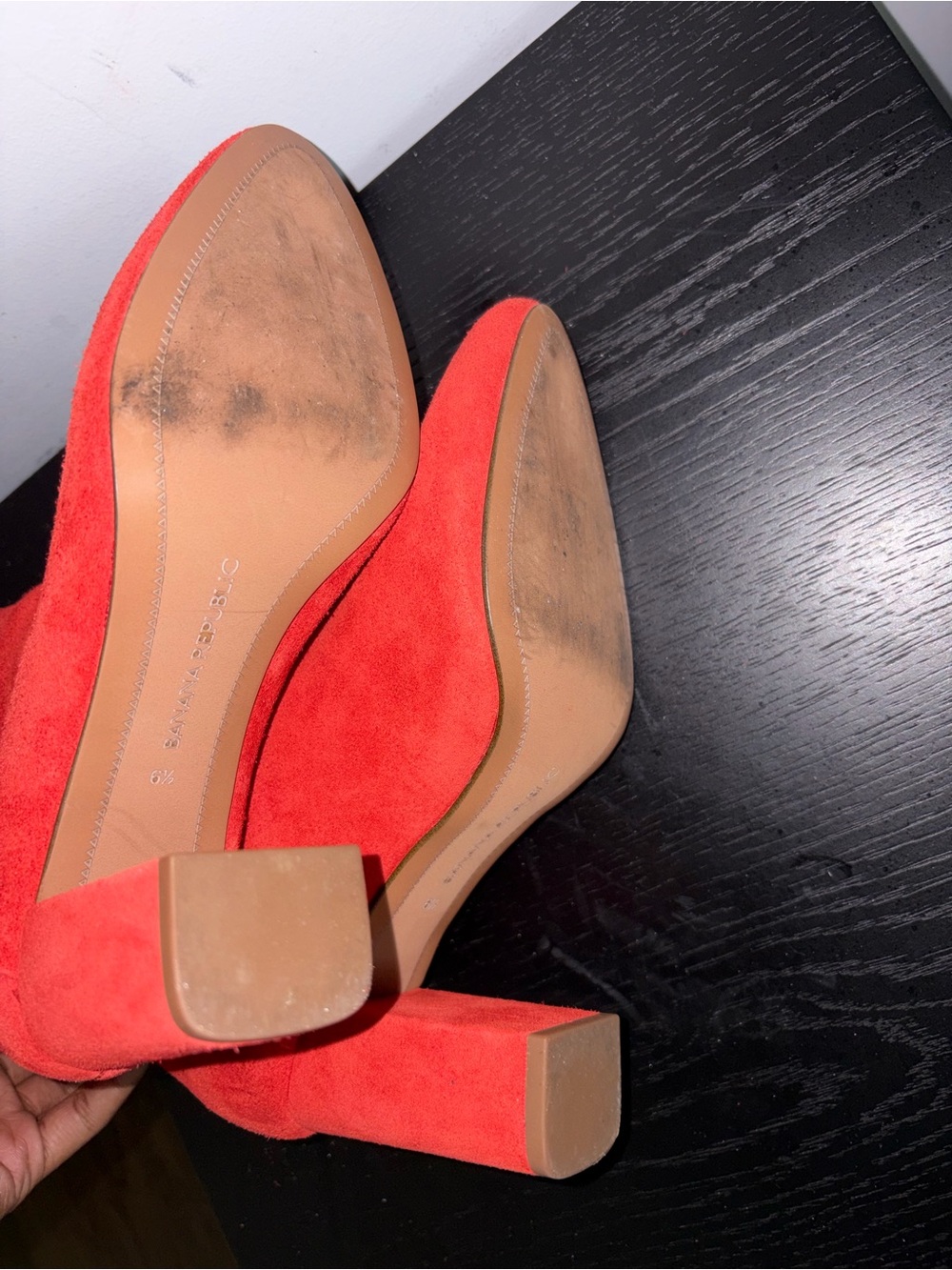 Red Suede Knee-High Block Heel Women's Boots - Picture 6 of 7